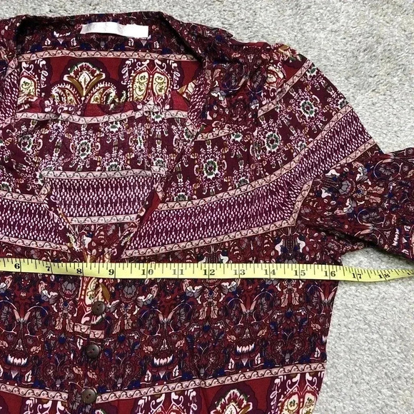 Le Salty Label Maxi Dress Boho Gypsy Button Front V Neckline Short Sleeves - Picture 3 of 10